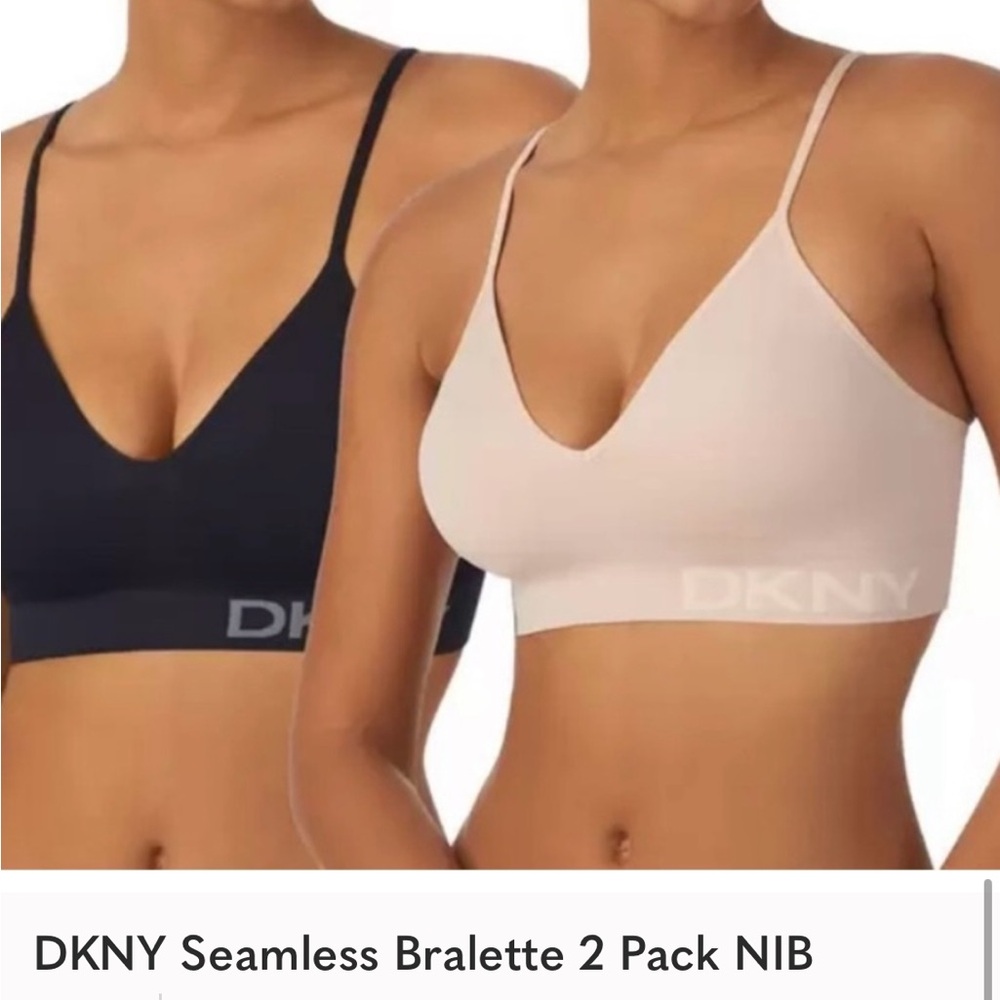 DKNY Seamless Bralette, 2 pack, brown and pink, small - Picture 3 of 5